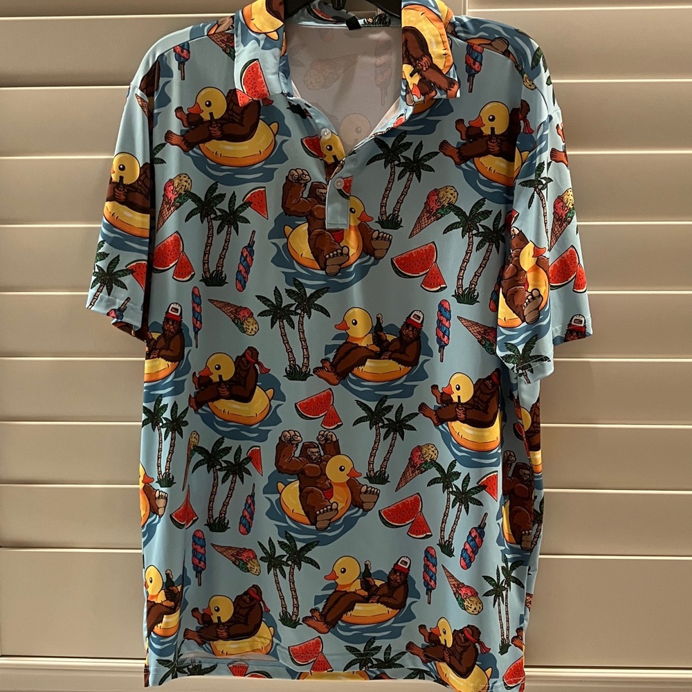 Sasquatch, Duck and Palm Tree Polo Shirt